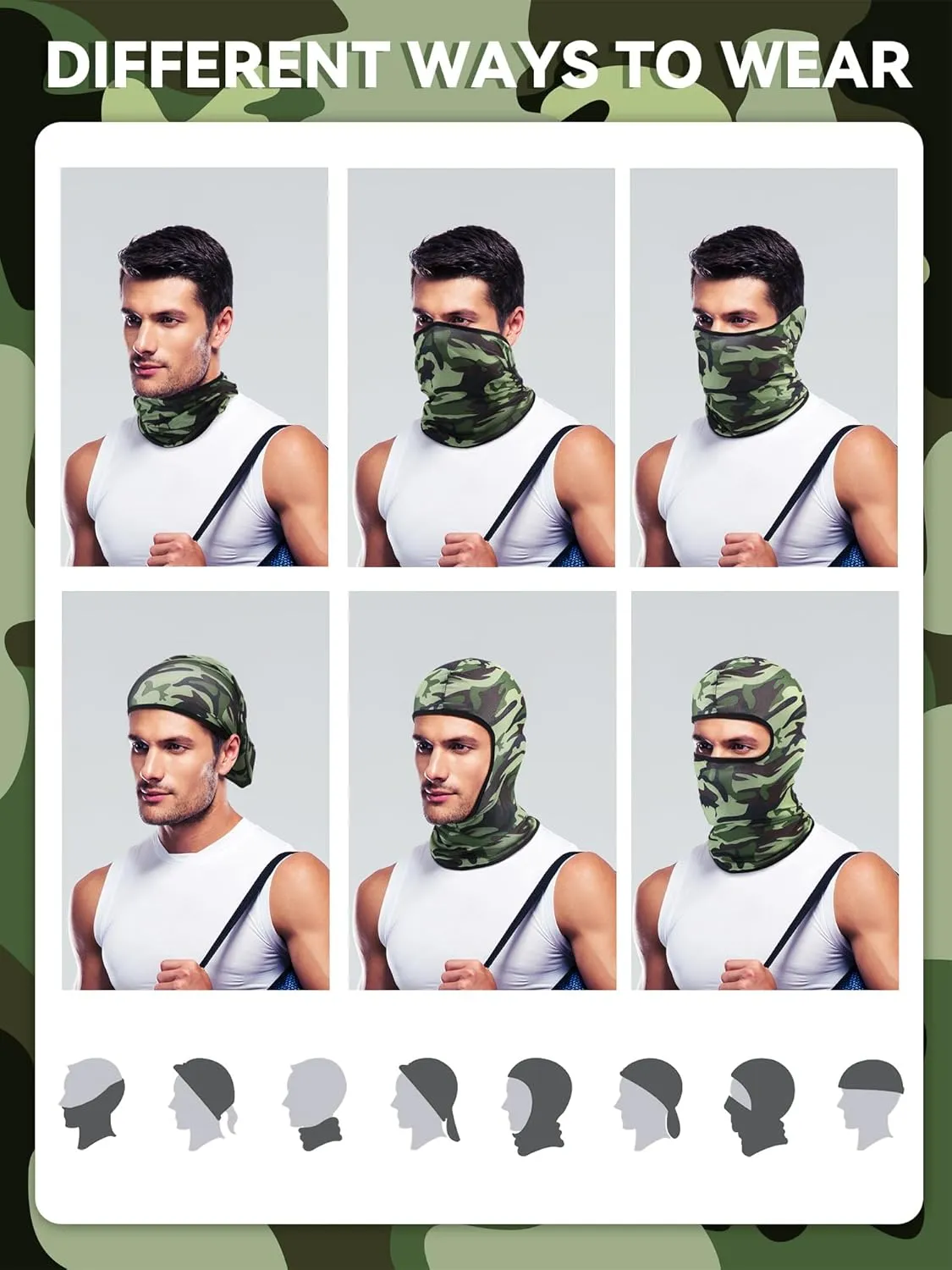 9 Pieces Ski Mask for Men Balaclava Face Mask Summer Face Mask Balaclava Full Face Mask Breathable Hood for Outdoor Use
