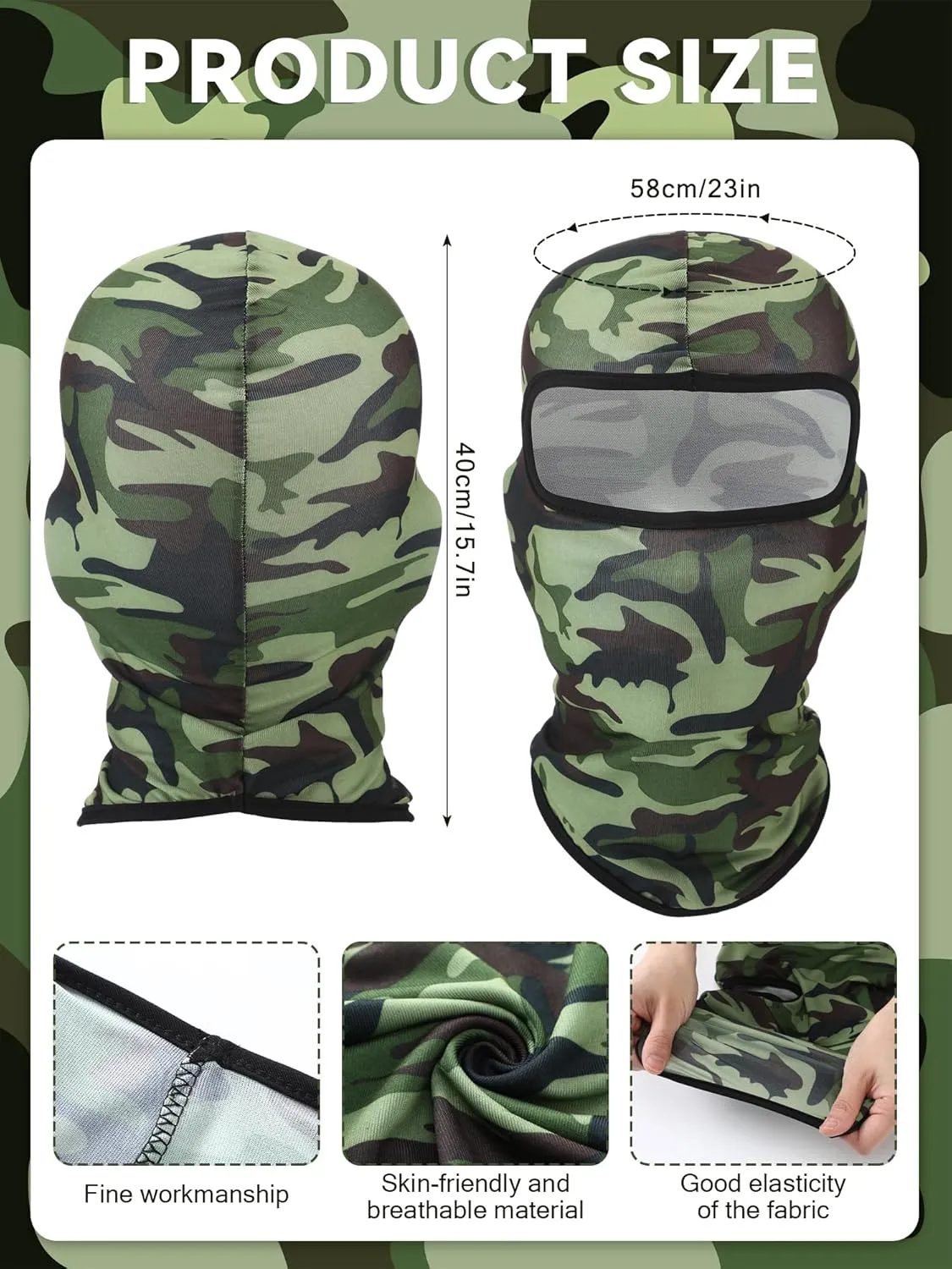 9 Pieces Ski Mask for Men Balaclava Face Mask Summer Face Mask Balaclava Full Face Mask Breathable Hood for Outdoor Use
