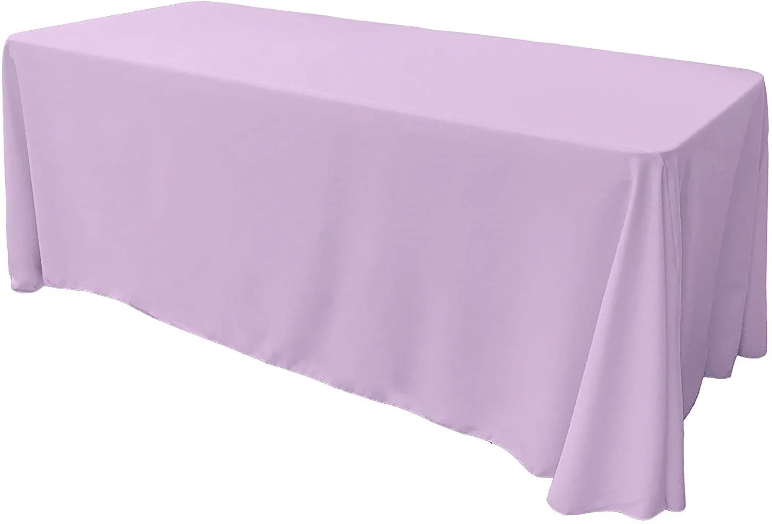 90" Wide by 132" Long Rectangular Polyester Poplin Seamless Tablecloth - Rounded Corners