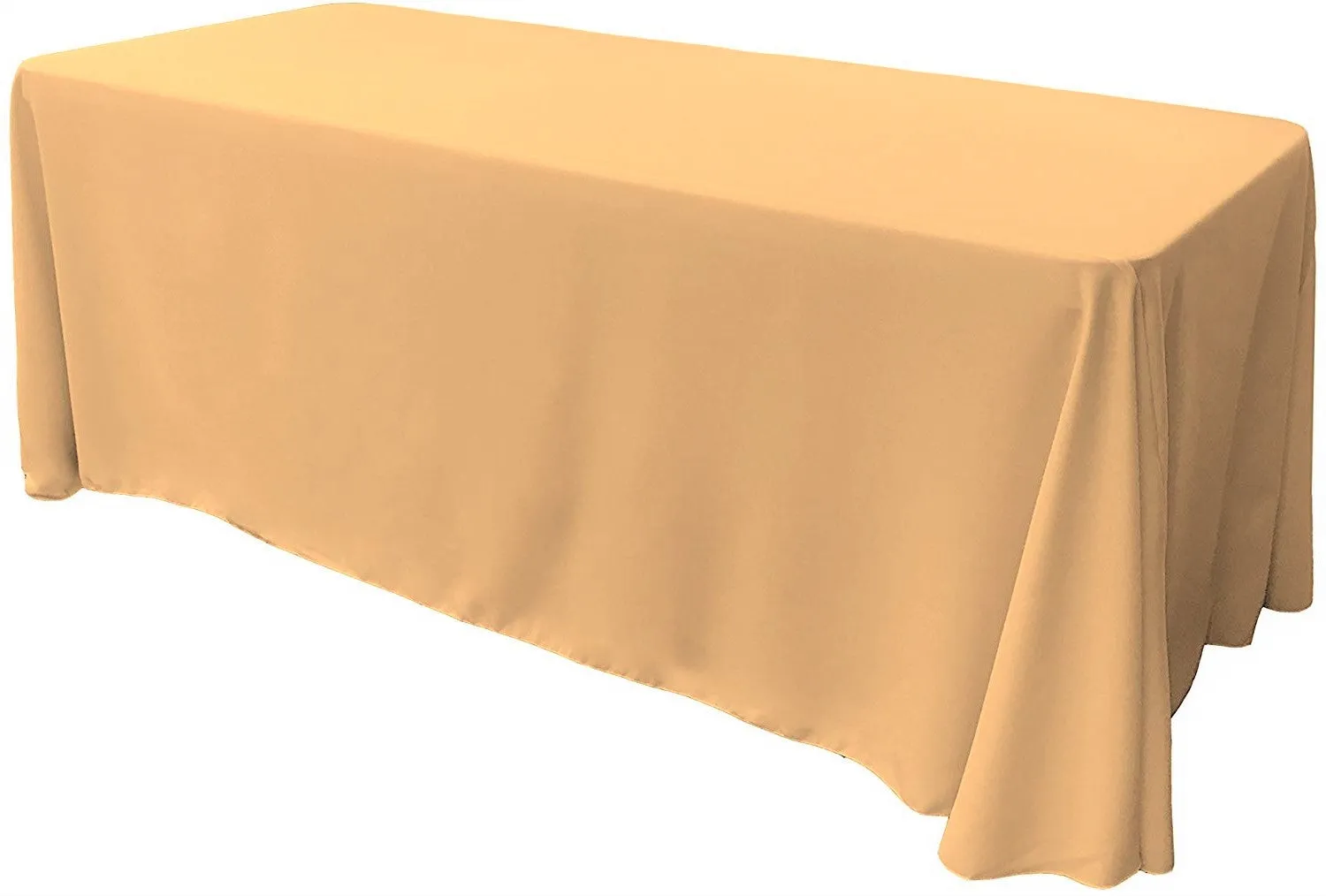 90" Wide by 132" Long Rectangular Polyester Poplin Seamless Tablecloth - Rounded Corners