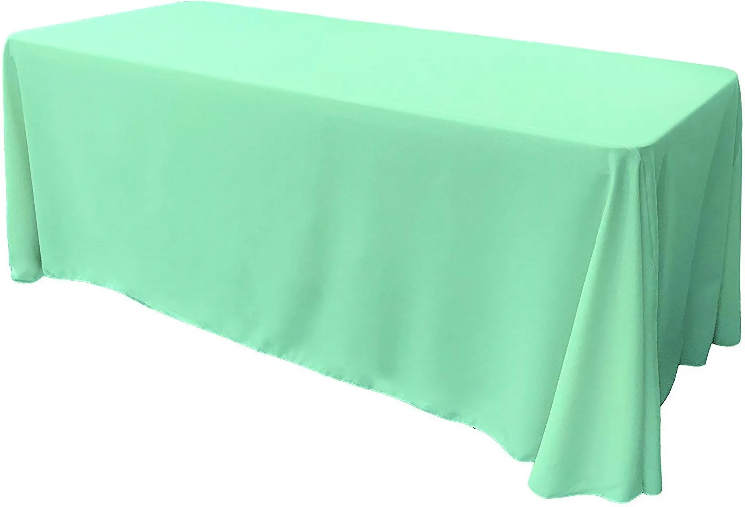90" Wide by 132" Long Rectangular Polyester Poplin Seamless Tablecloth - Rounded Corners
