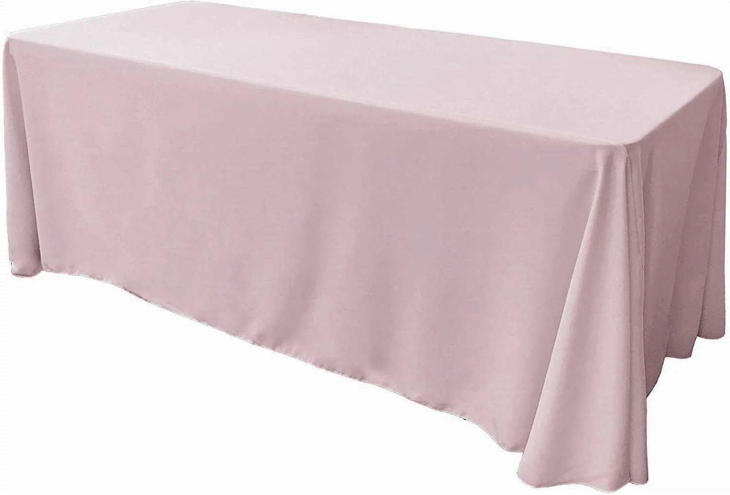 90" Wide by 132" Long Rectangular Polyester Poplin Seamless Tablecloth - Rounded Corners