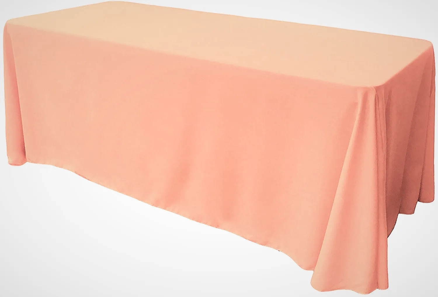90" Wide by 132" Long Rectangular Polyester Poplin Seamless Tablecloth - Rounded Corners