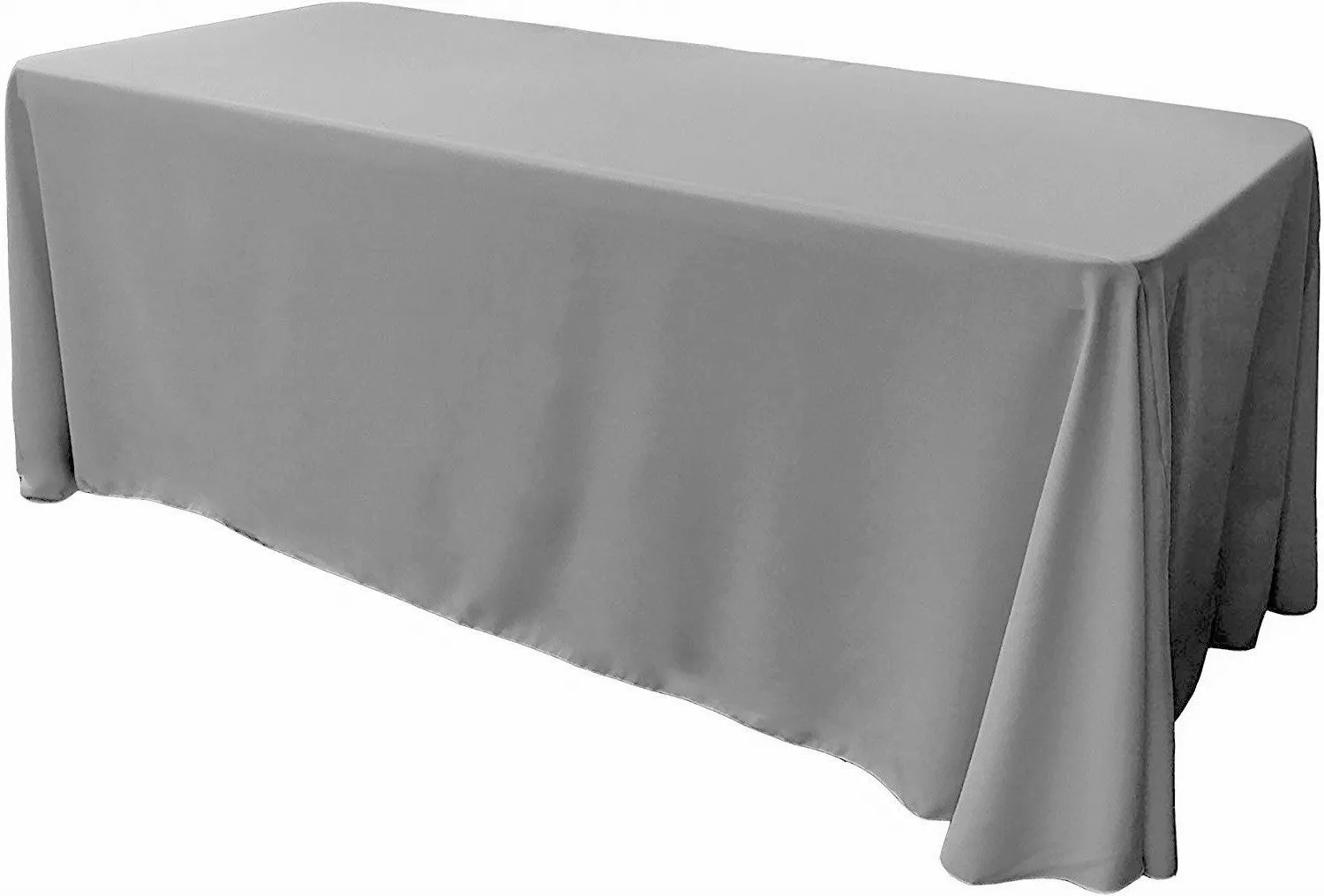 90" Wide by 132" Long Rectangular Polyester Poplin Seamless Tablecloth - Rounded Corners