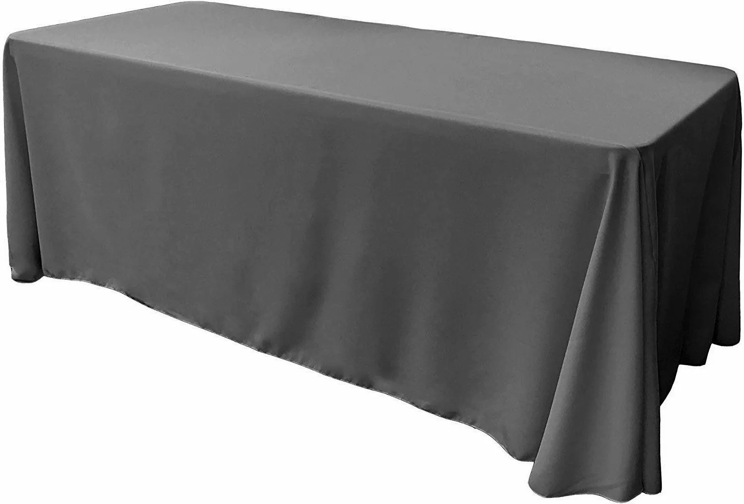 90" Wide by 132" Long Rectangular Polyester Poplin Seamless Tablecloth - Rounded Corners