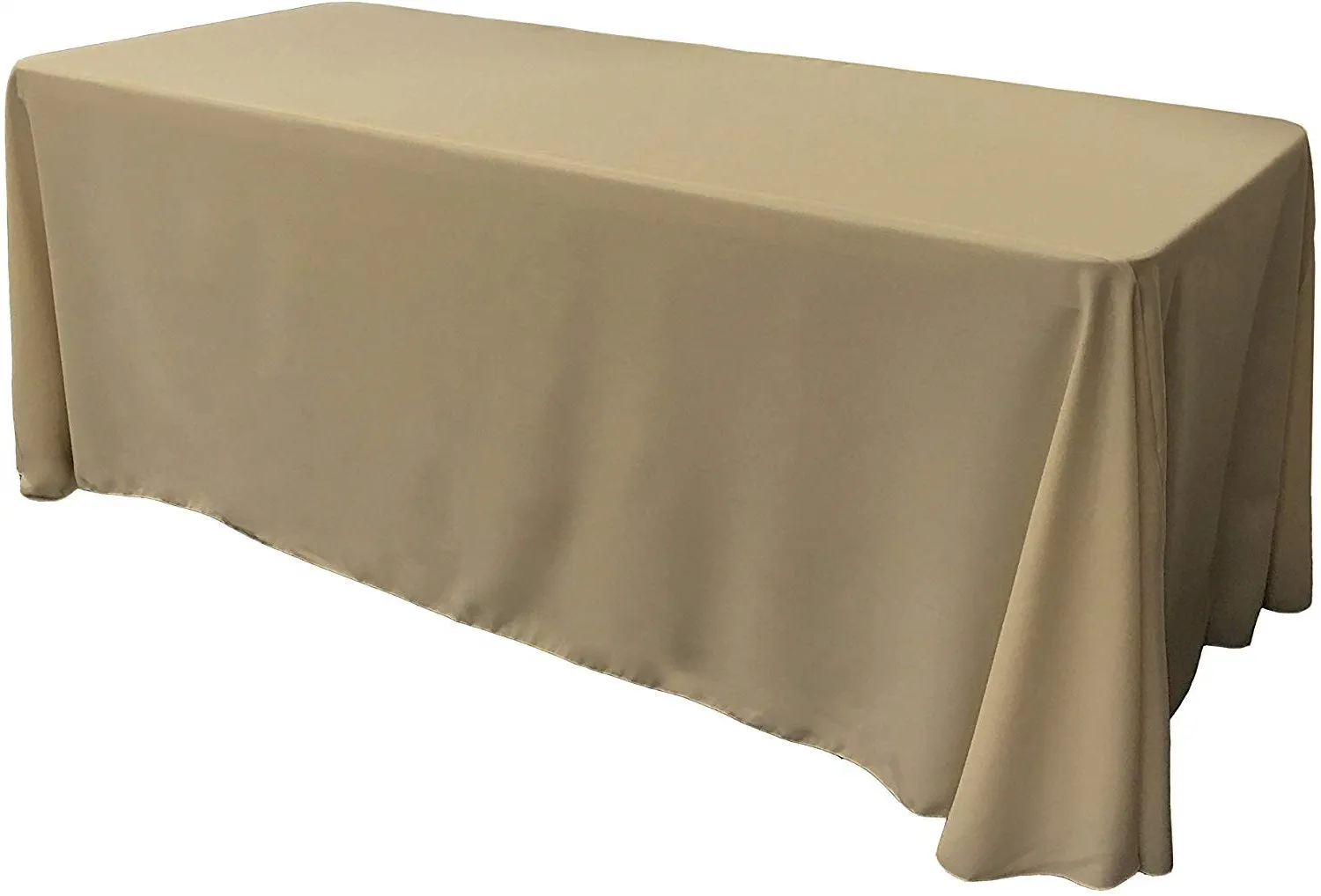 90" Wide by 132" Long Rectangular Polyester Poplin Seamless Tablecloth - Rounded Corners