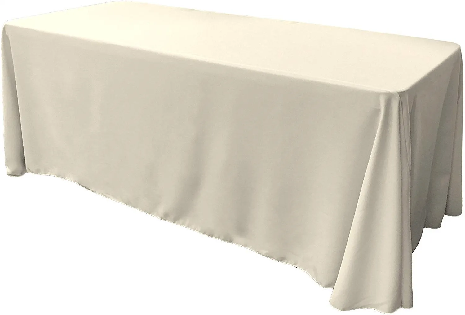 90" Wide by 132" Long Rectangular Polyester Poplin Seamless Tablecloth - Rounded Corners