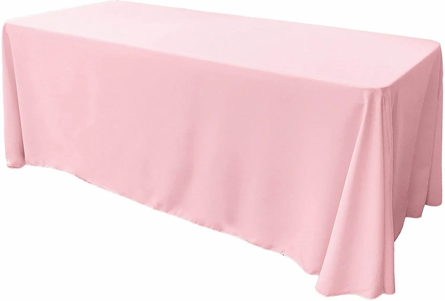 90" Wide by 132" Long Rectangular Polyester Poplin Seamless Tablecloth - Rounded Corners