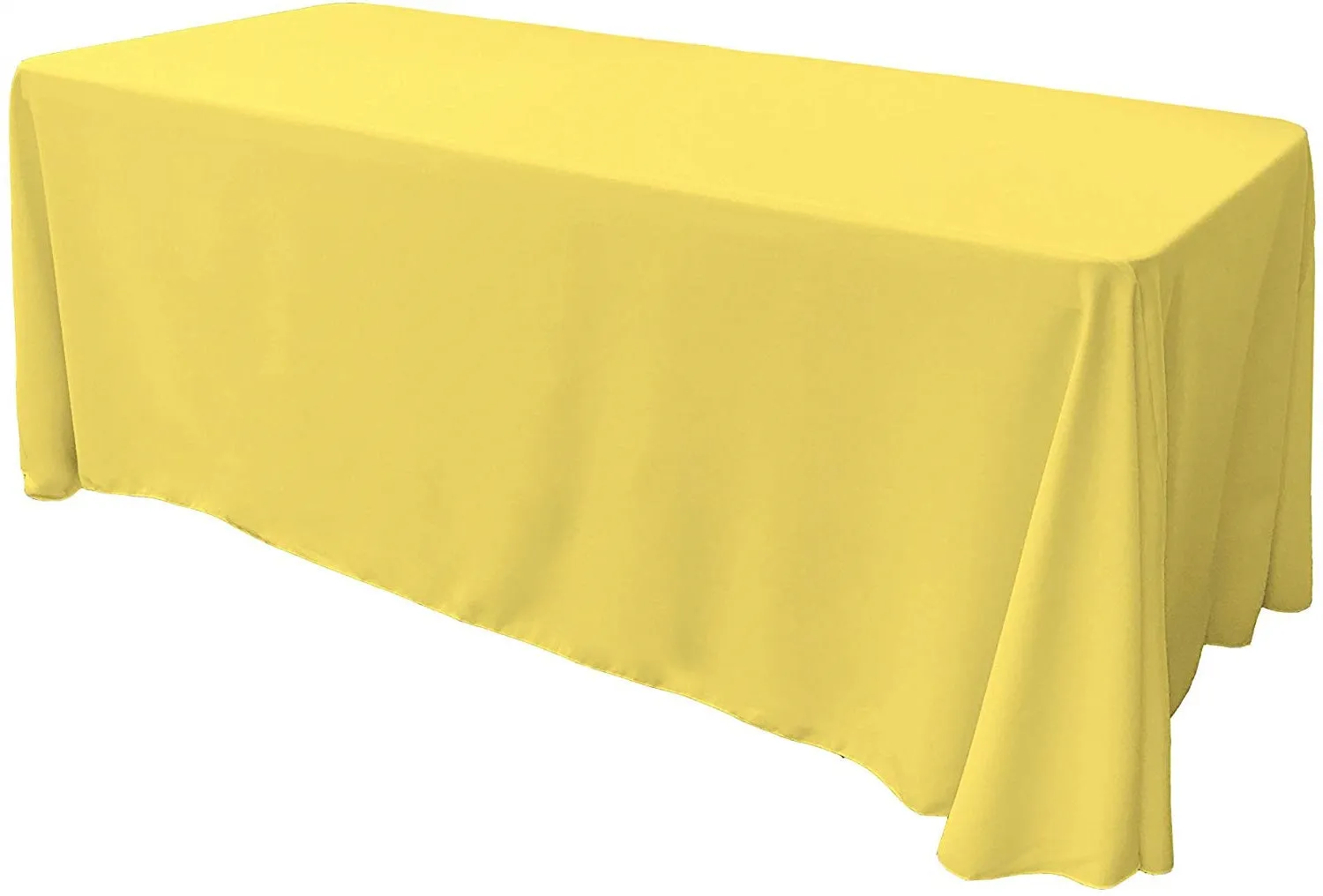 90" Wide by 132" Long Rectangular Polyester Poplin Seamless Tablecloth - Rounded Corners