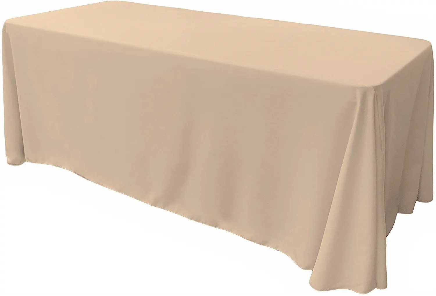 90" Wide by 132" Long Rectangular Polyester Poplin Seamless Tablecloth - Rounded Corners