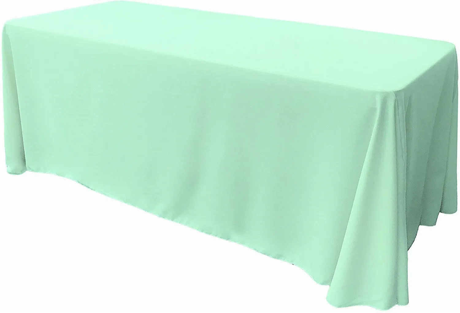 90" Wide by 132" Long Rectangular Polyester Poplin Seamless Tablecloth - Rounded Corners