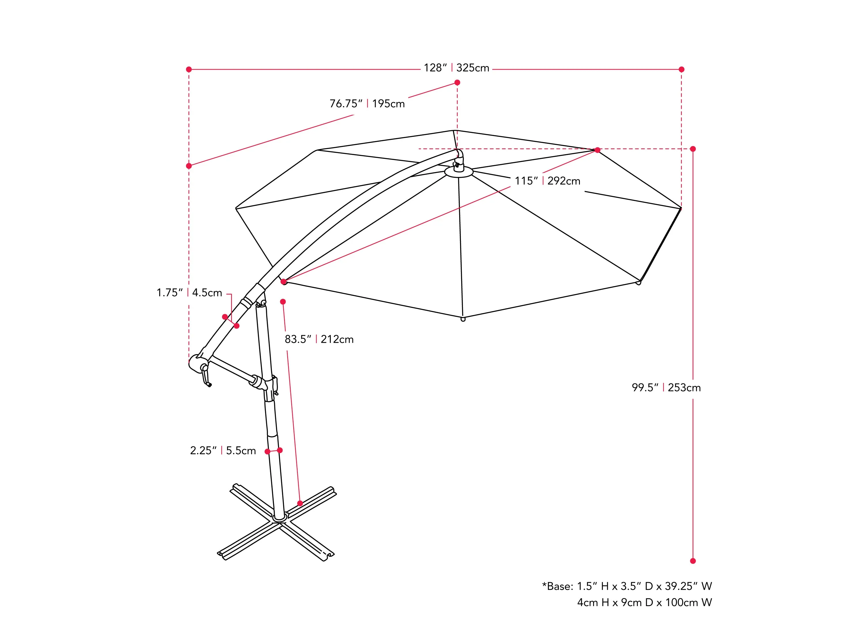 9.5ft Tilting Offset Patio Umbrella - Turquoise