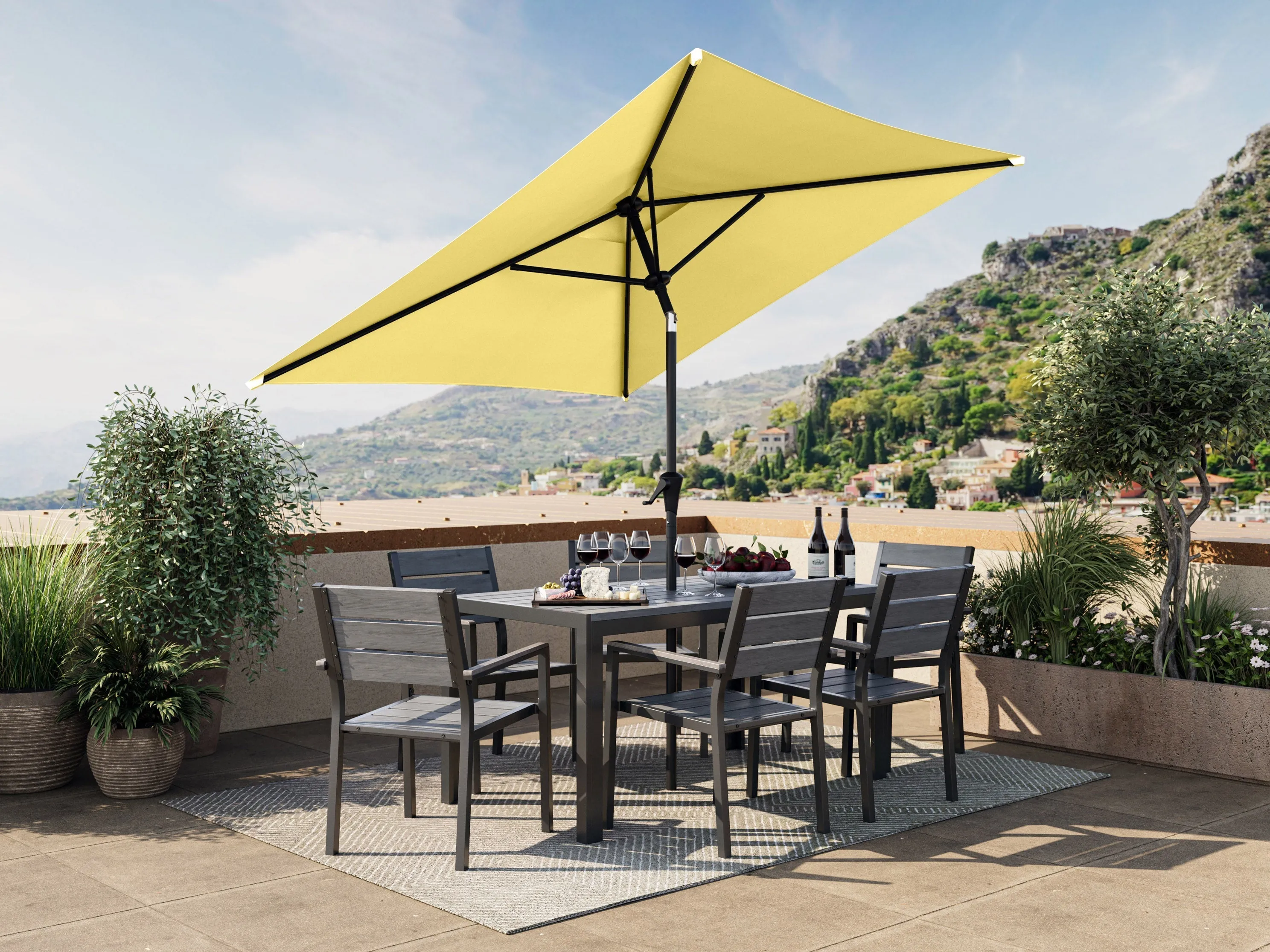 9ft Yellow Square Patio Umbrella