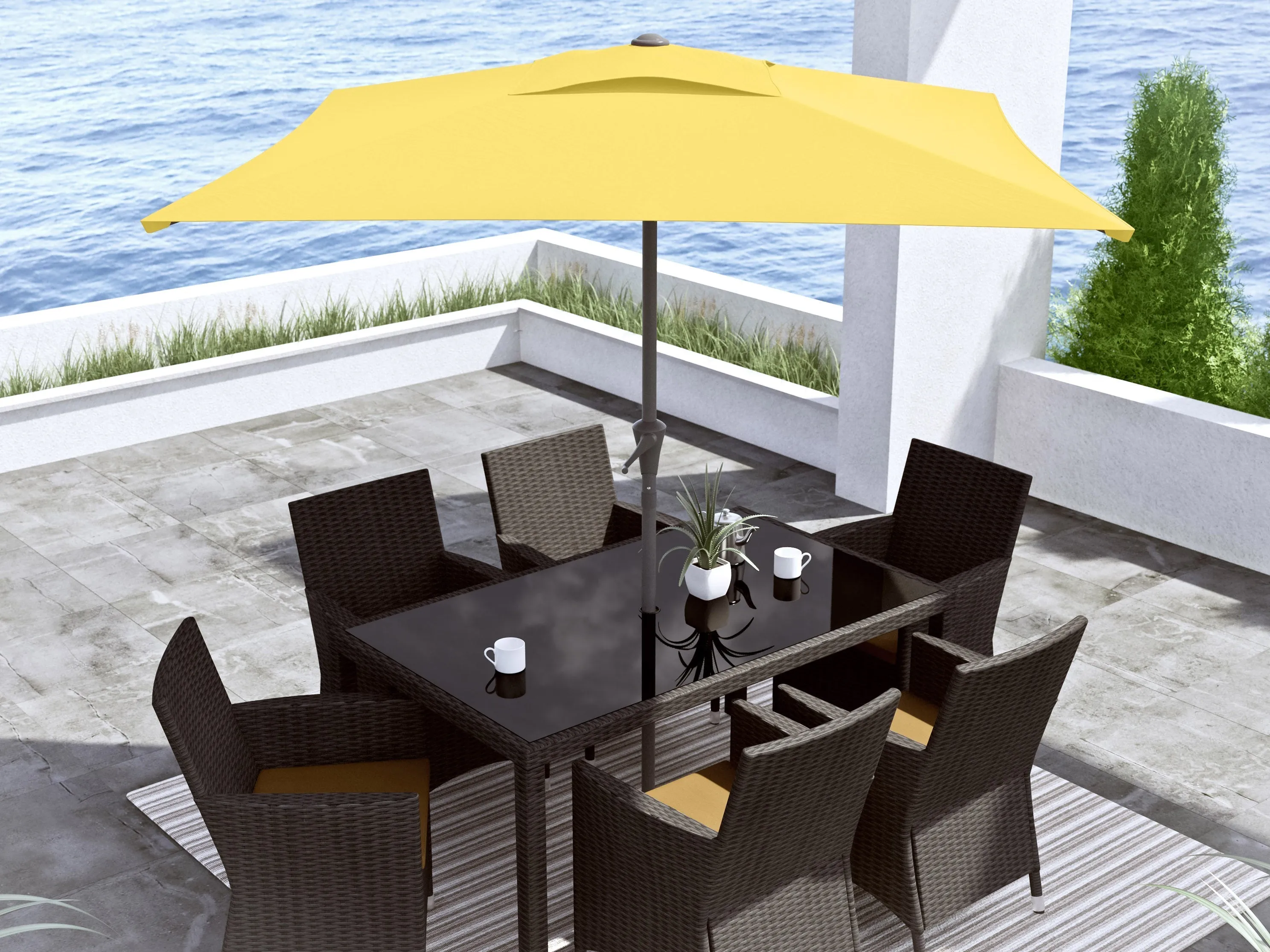 9ft Yellow Square Patio Umbrella
