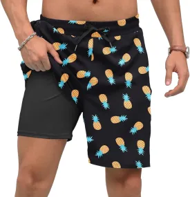Adisputent Mens Swim Trunks with Compression Liner Quick Dry Swimsuit with Zipper Pockets Bathing Suit Beach Swim Shorts