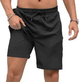 Adisputent Mens Swim Trunks with Compression Liner Quick Dry Swimsuit with Zipper Pockets Bathing Suit Beach Swim Shorts