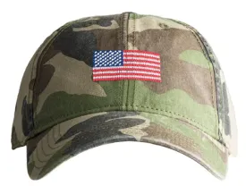 Adult American Flag On Camo Baseball Hat