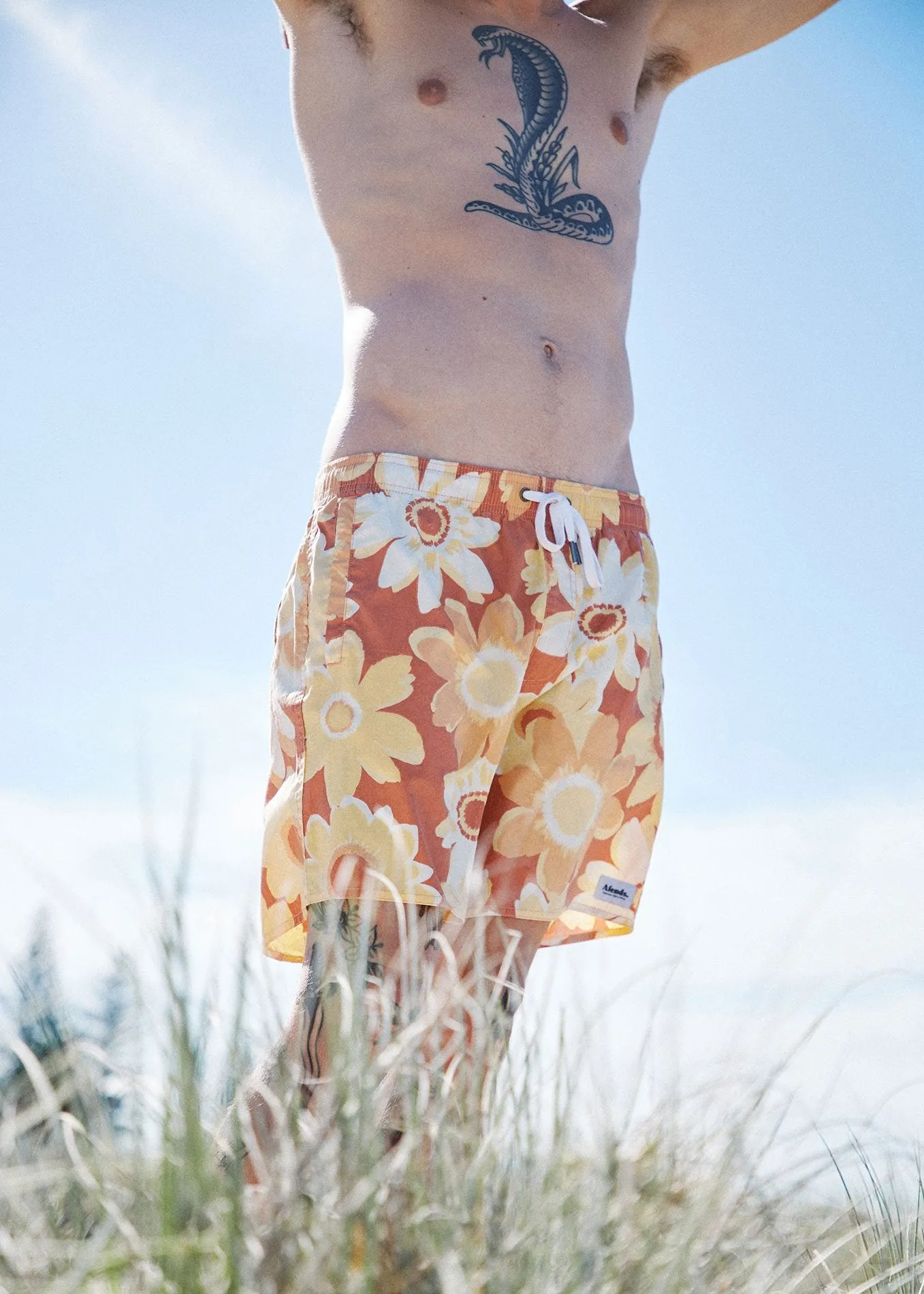 Afends Mens Baywatch Sunshine Valley - Elastic Waist Boardshort
