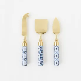 Blue & White Cheese Knives