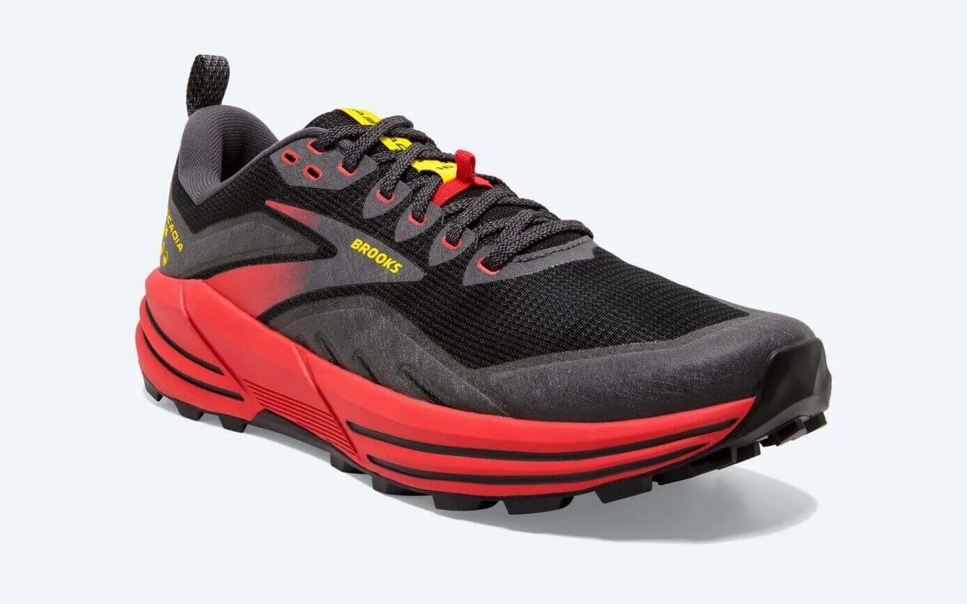 Brooks Mens Cascadia 16 Trail Running - Black/Red