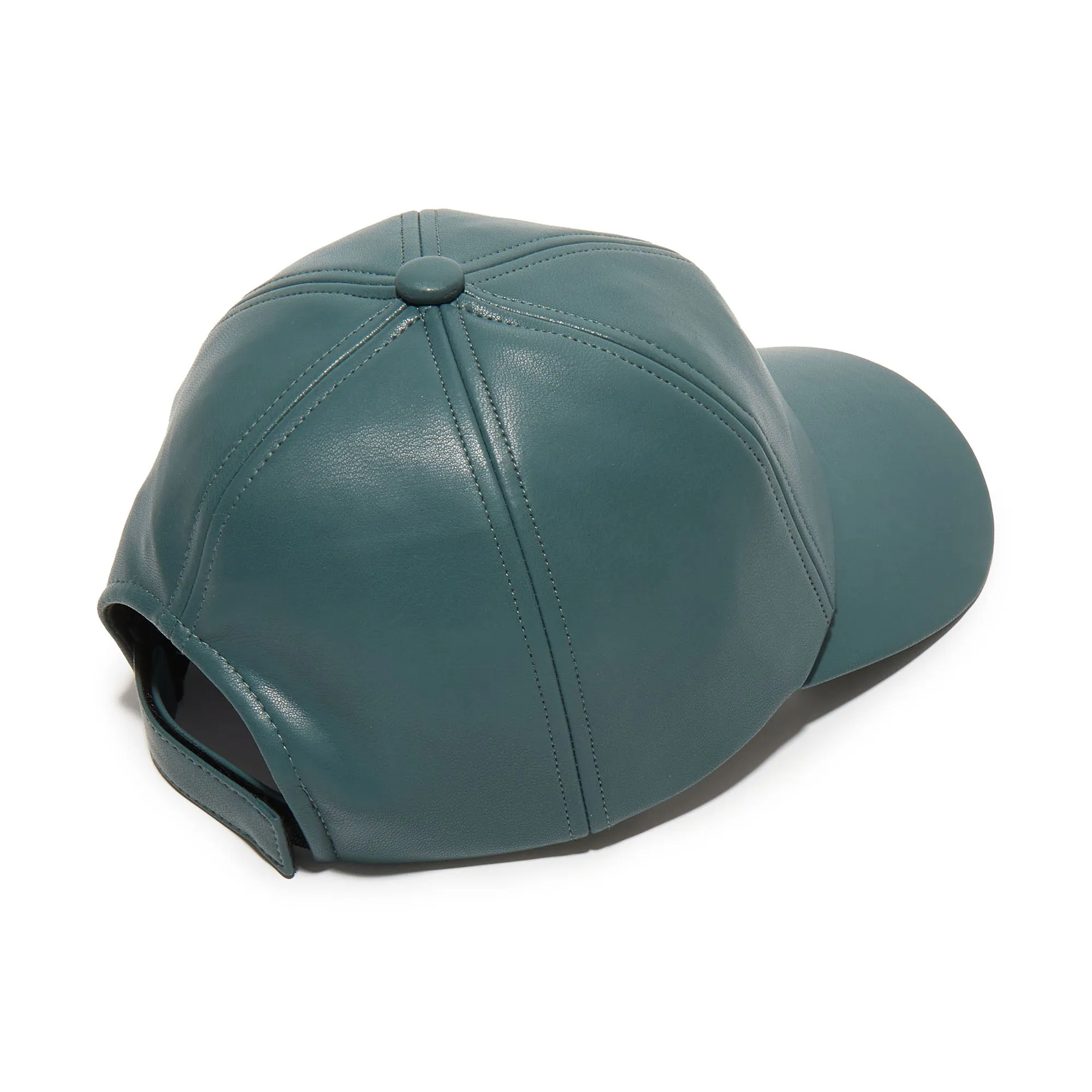 CHARCOAL FAUX LEATHER BASEBALL CAP