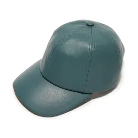 CHARCOAL FAUX LEATHER BASEBALL CAP