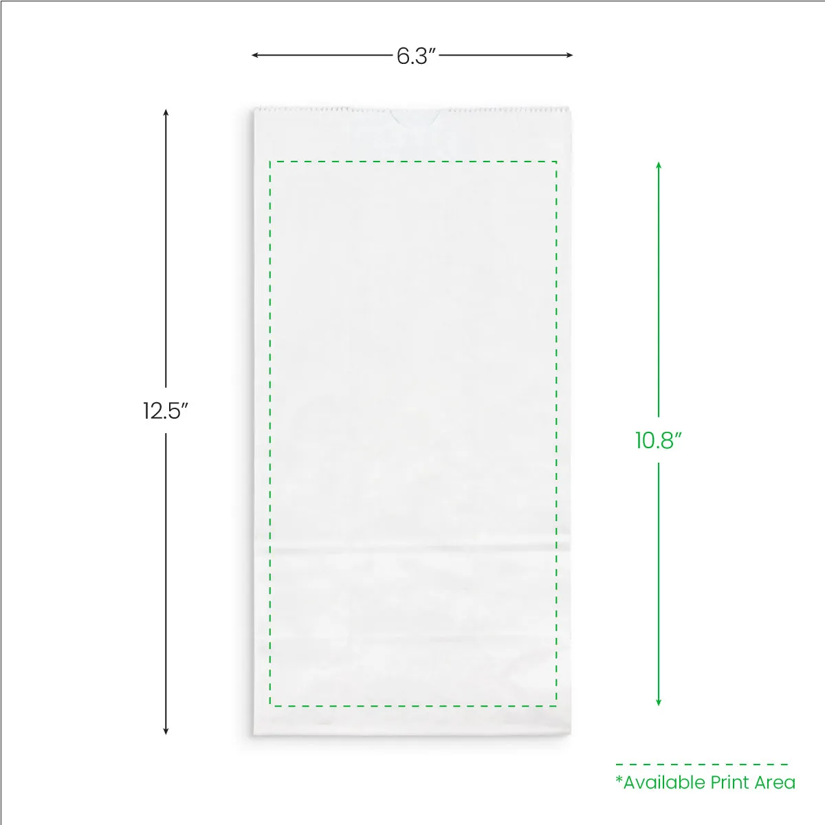 Custom 8 lb. White Kraft Paper Bag