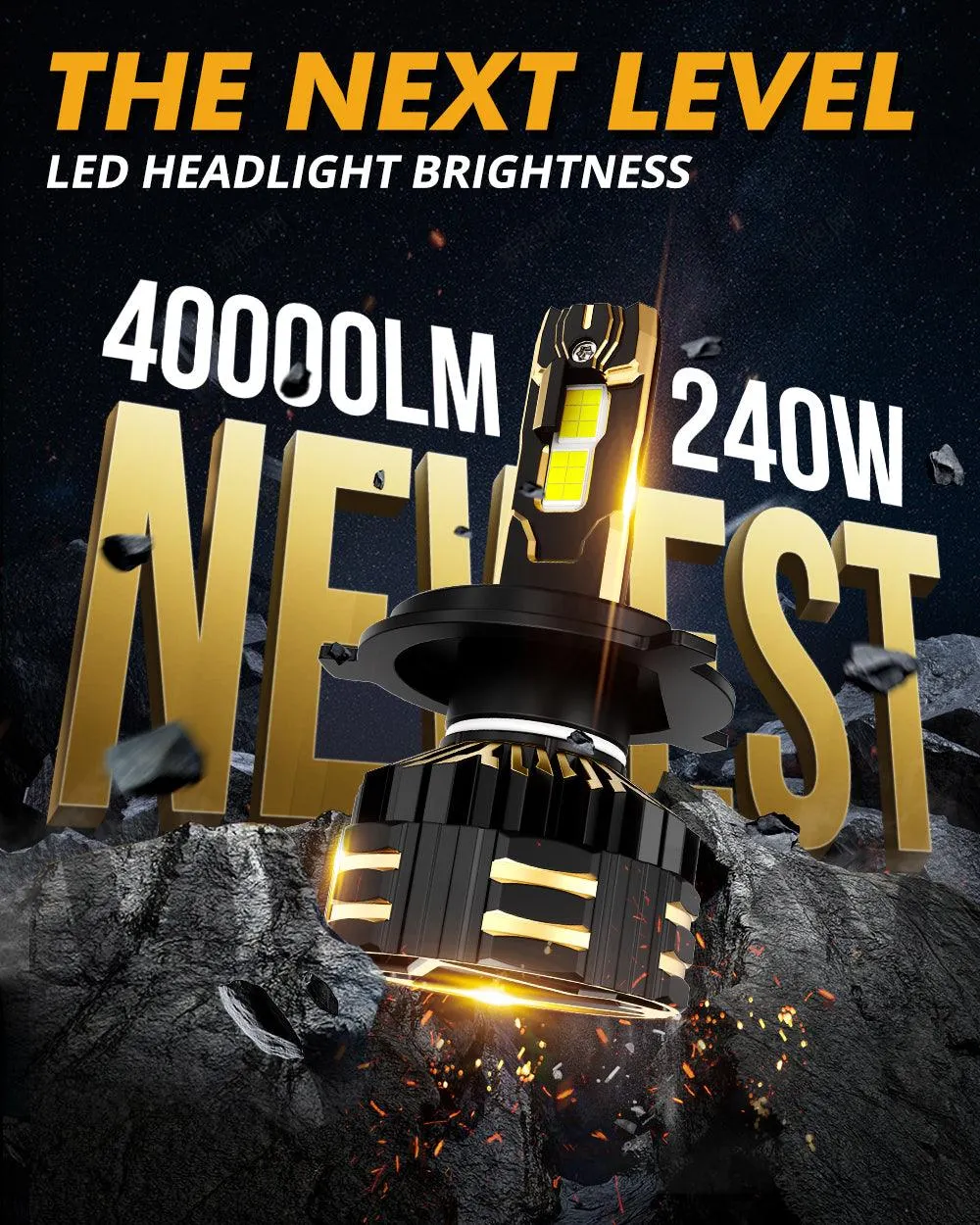 🆕H4 LED Headlight Bulbs 240W 40000LM GX-ULTRA Series 6500K Cool White | 2 Bulbs
