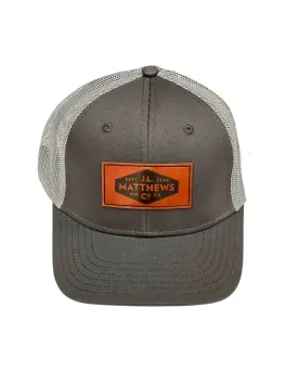 J.L. Matthews Leather Patch Baseball Hat - JLM-HAT-GRAY LEATHER