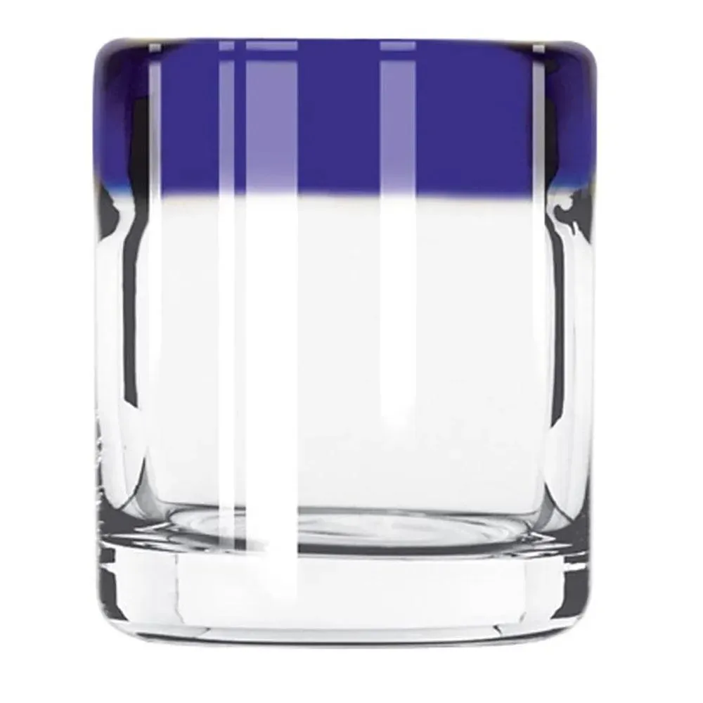 Libbey 92311 Aruba Series 2.5 oz. Round and Customizable Shot Glass with Cobalt Blue Rim, Case of 24 Pcs