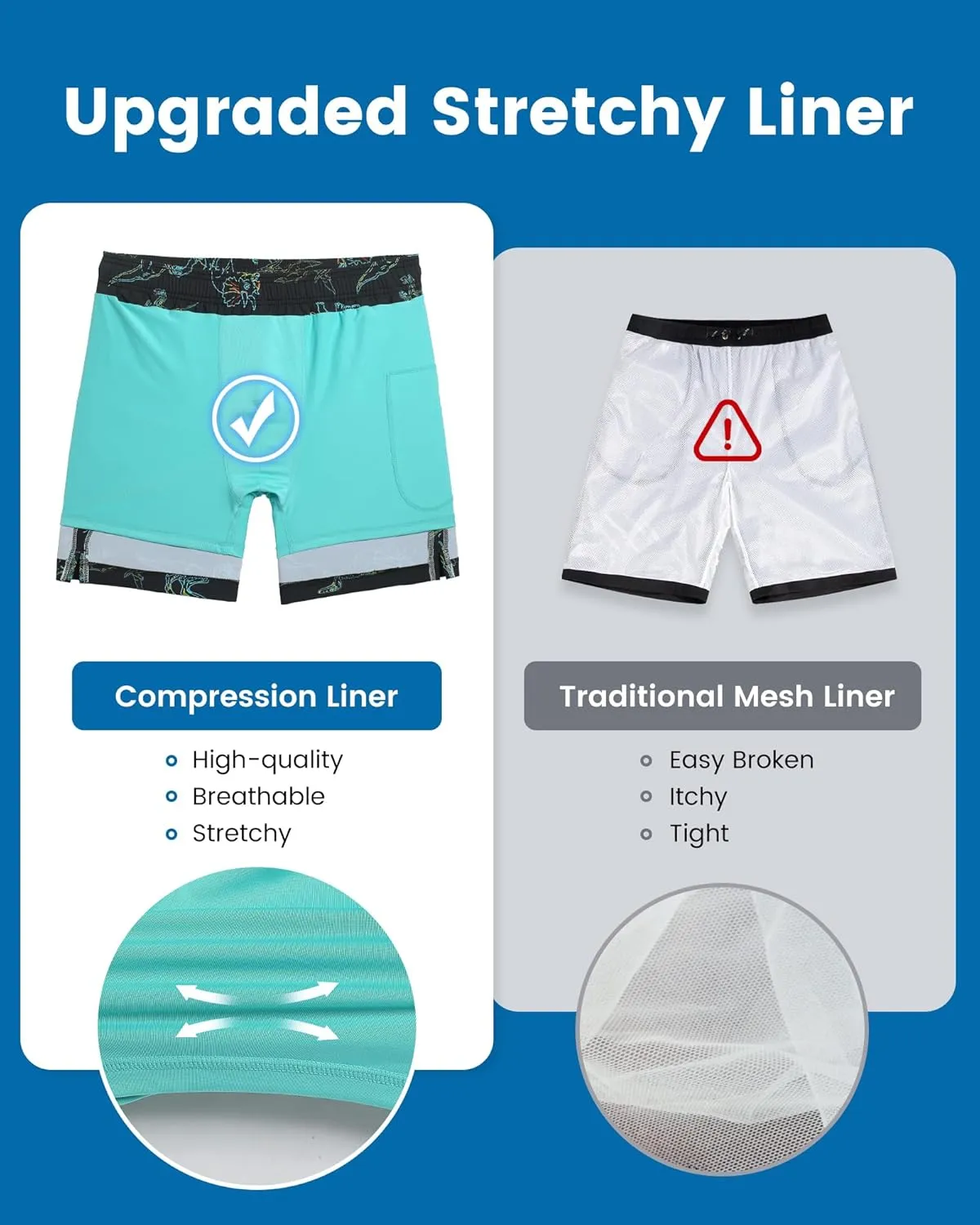 maamgic 2 in 1 Mens Swim Trunks 7 Inch Swim Shorts Swim Suits Board Shorts