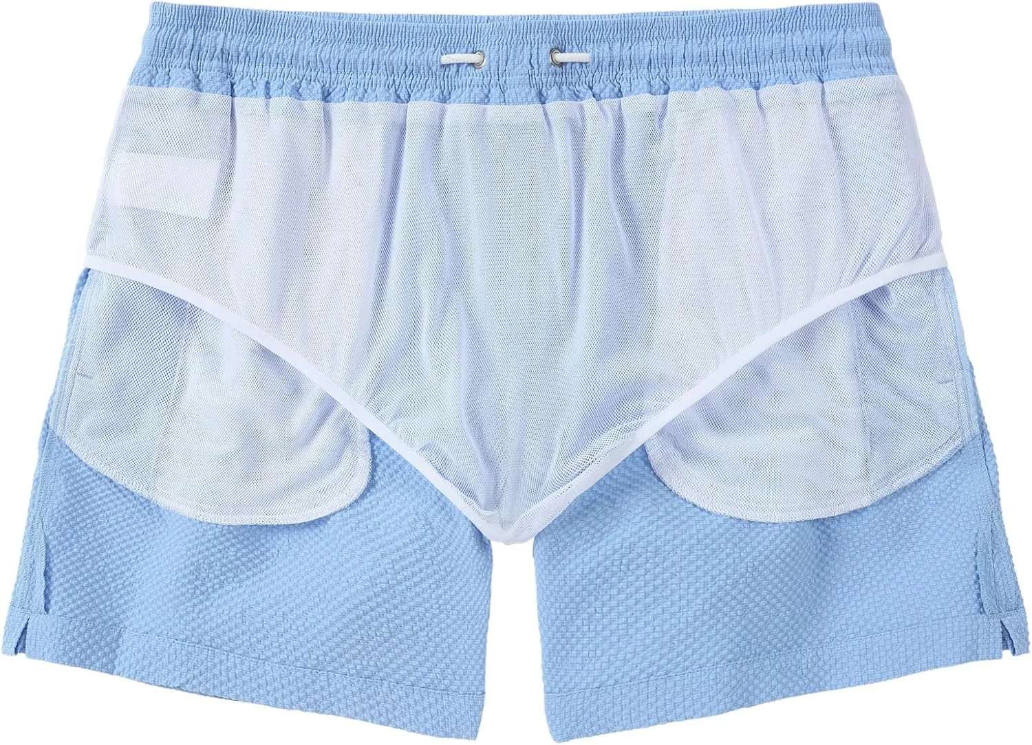 Men's Swim Shorts 5 inch Seersucker Swimming Trunks for Men Beach Shorts