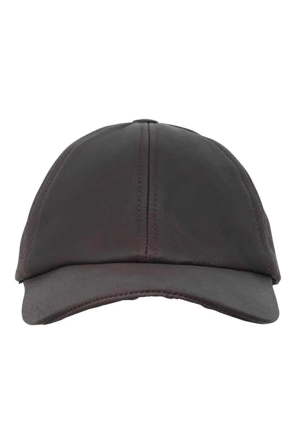 Mens Womens Baseball Cap Unisex Casual Plain Cap Brown Real Leather Hat
