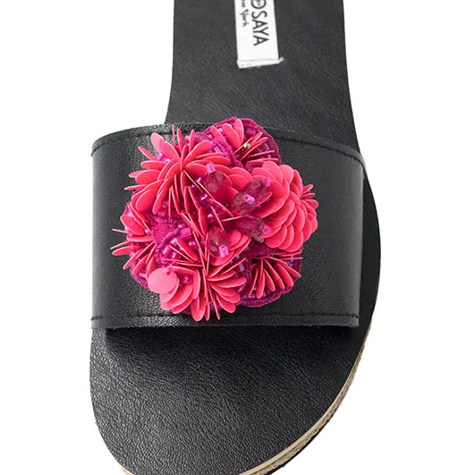 Noho Pink Flower - Sequence Embroidered Waterproof Espadrille Flat