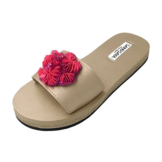 Noho Pink Flower - Sequence Embroidered Waterproof Espadrille Flat