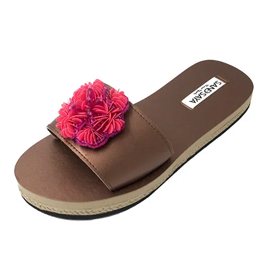 Noho Pink Flower - Sequence Embroidered Waterproof Espadrille Flat