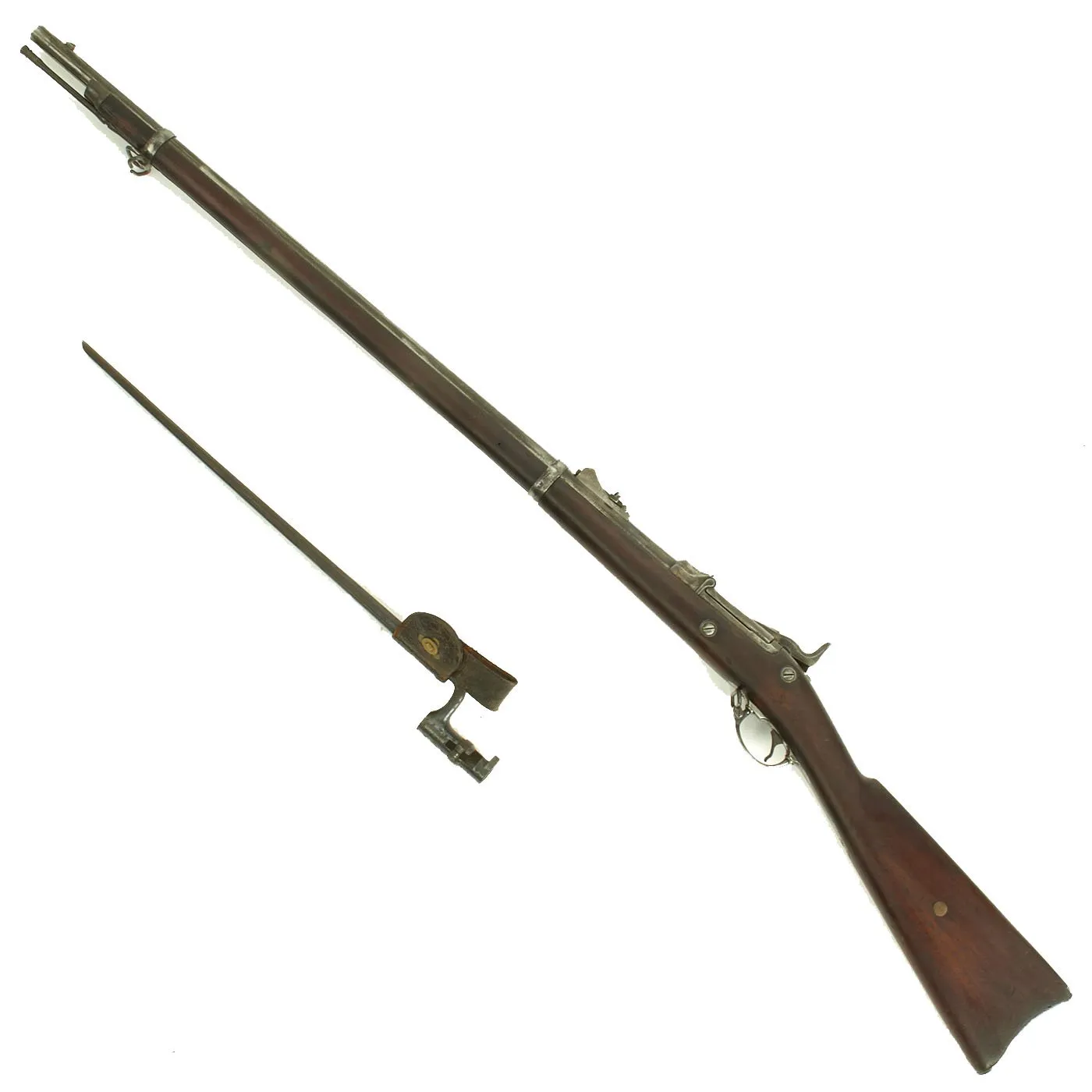 Original U.S. Springfield Trapdoor M1873 Rifle made in 1884 with Bayonet in N.J. Scabbard - Serial No 242628