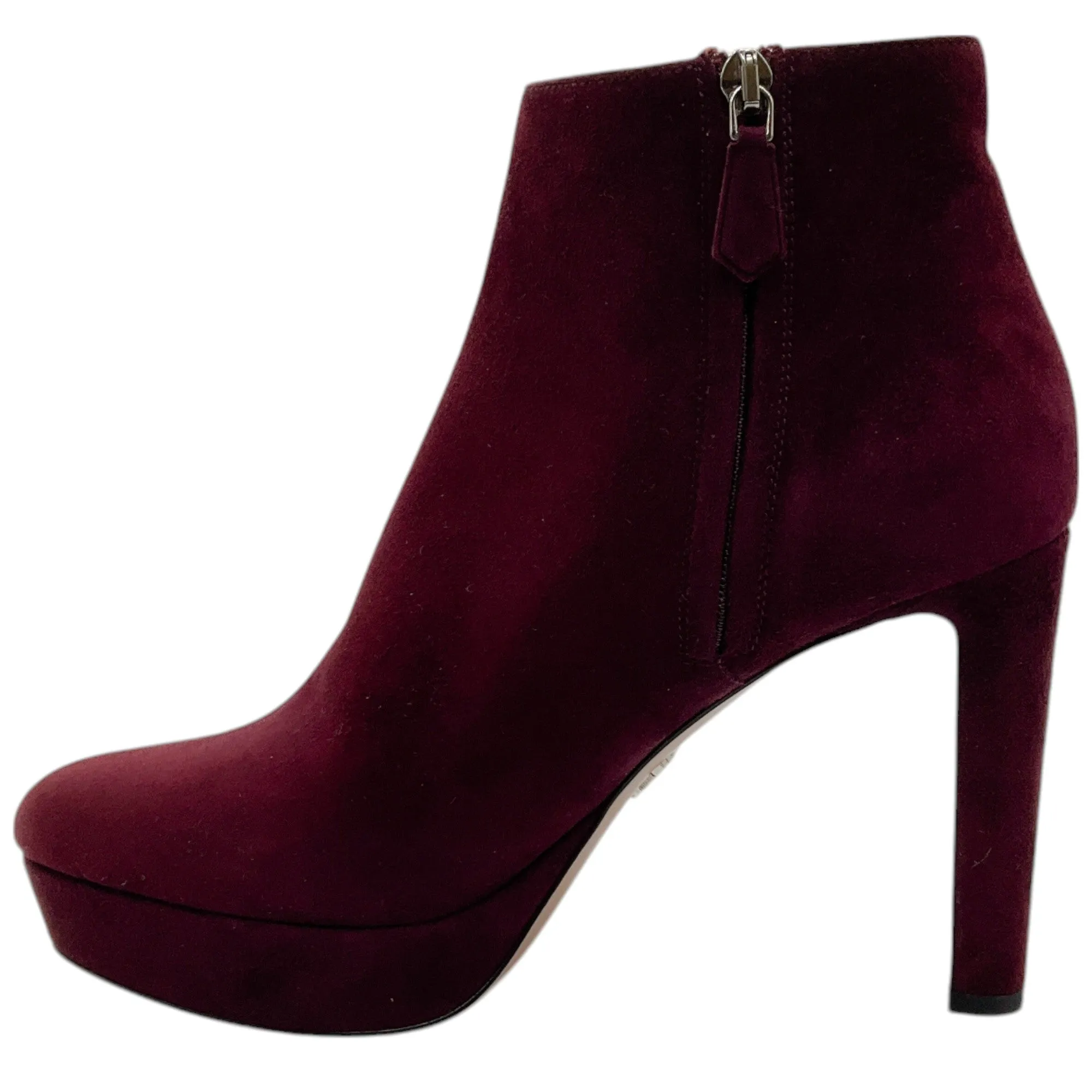 Prada Burgundy Suede Platform Booties