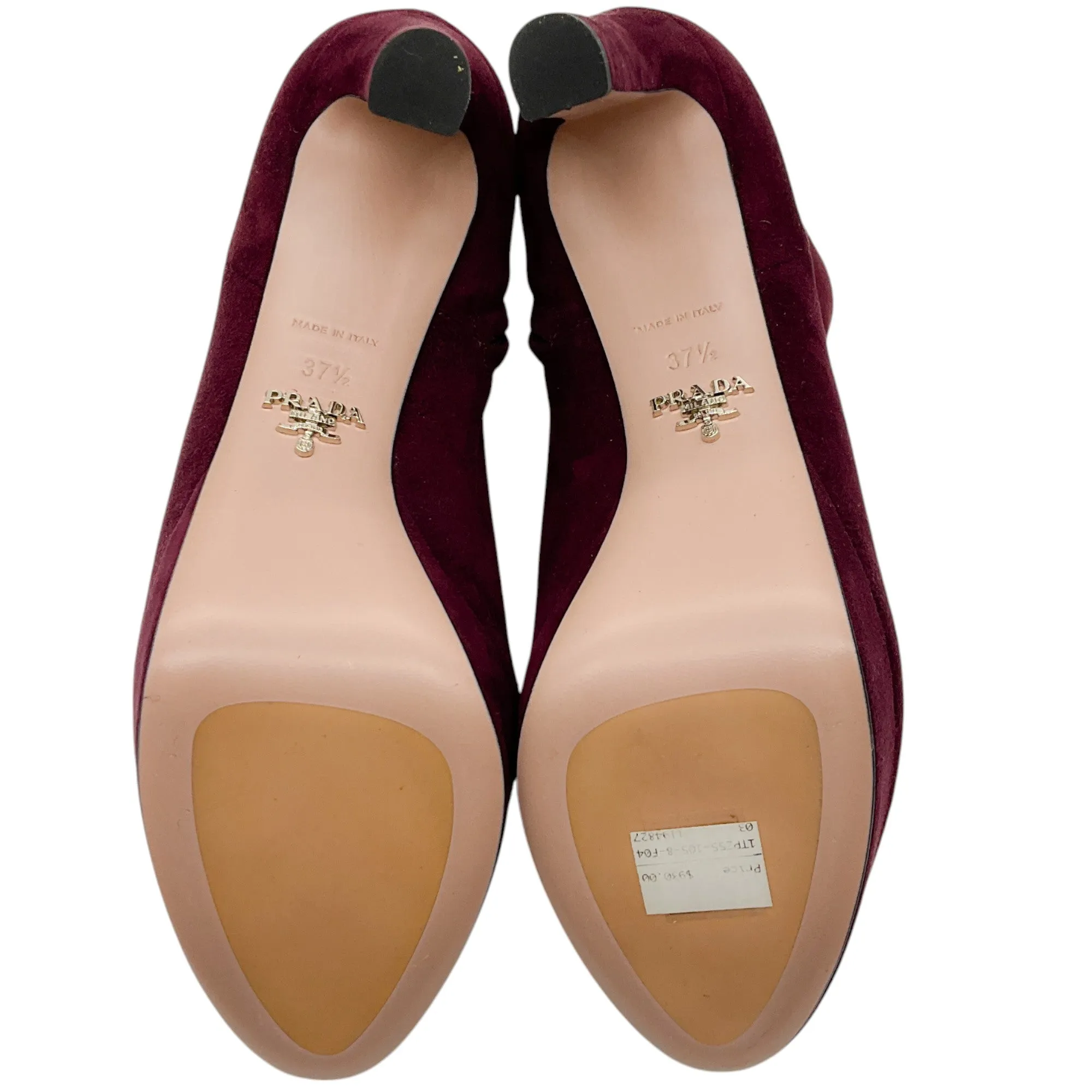 Prada Burgundy Suede Platform Booties