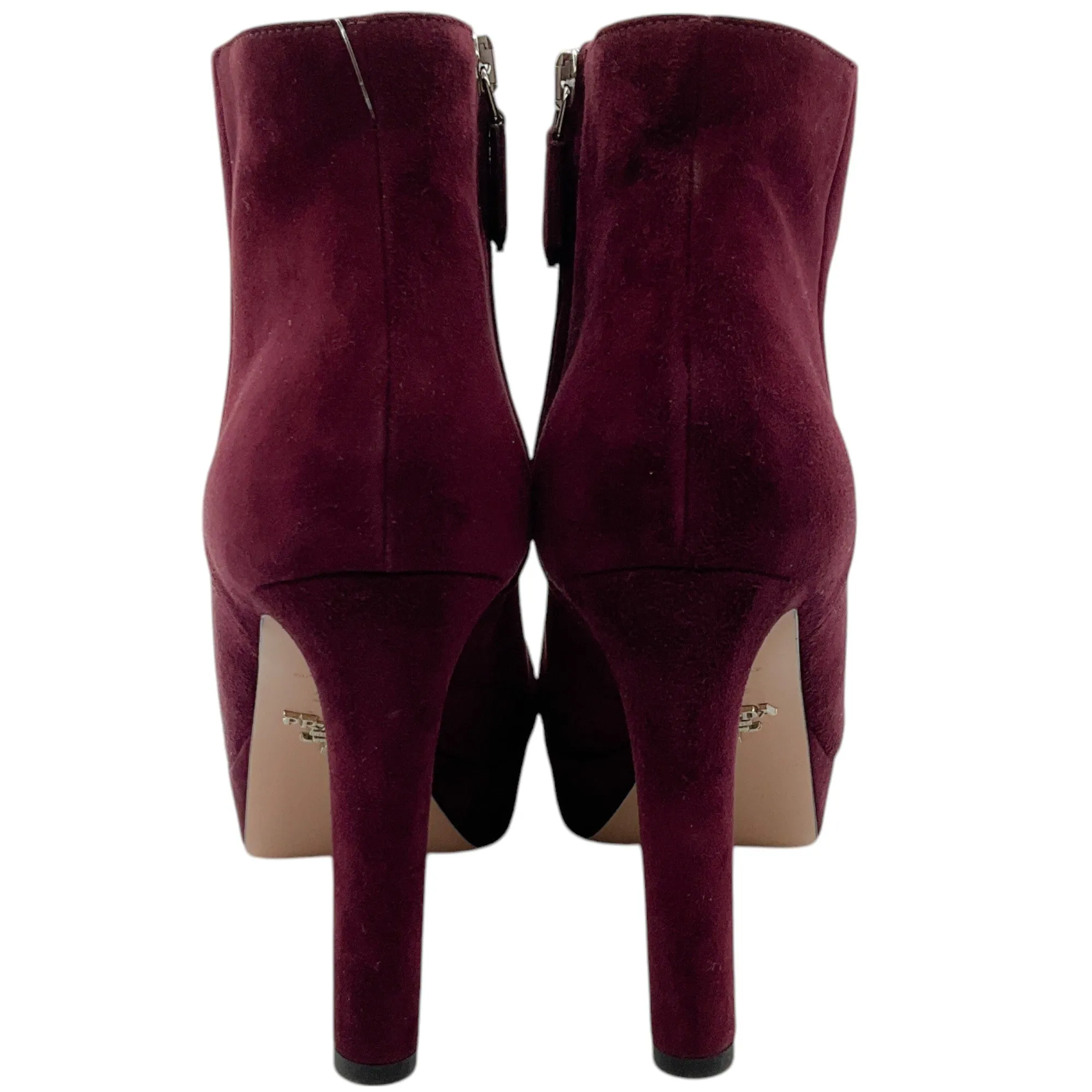 Prada Burgundy Suede Platform Booties