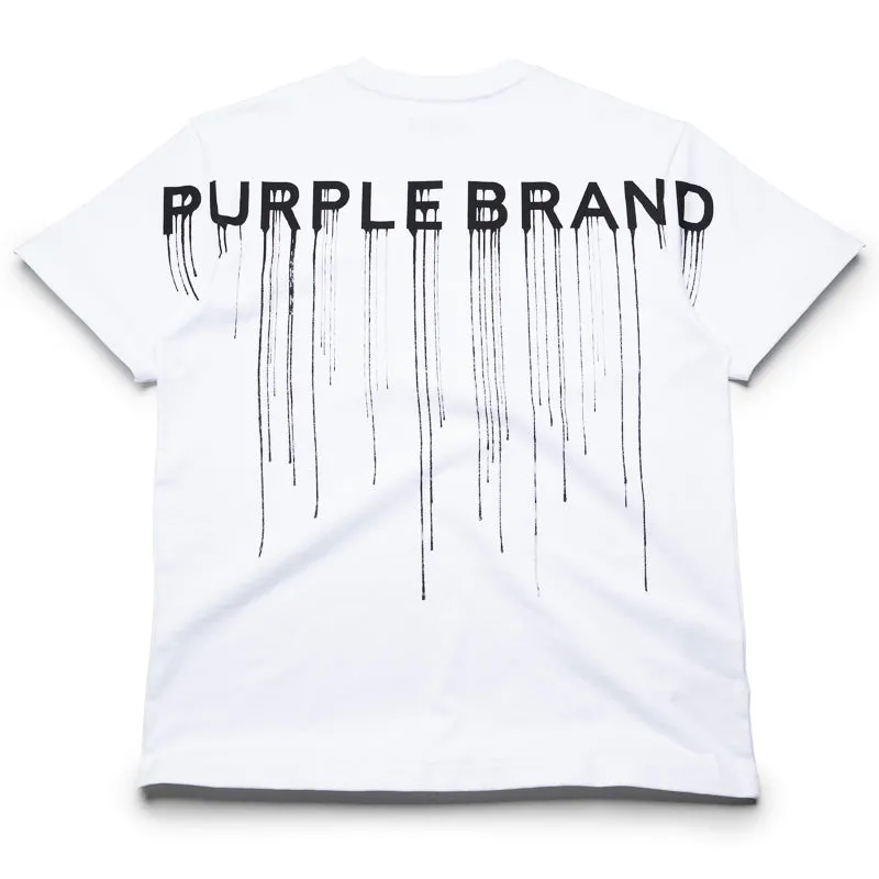 Purple Brand Wordmark Drip Tee - White