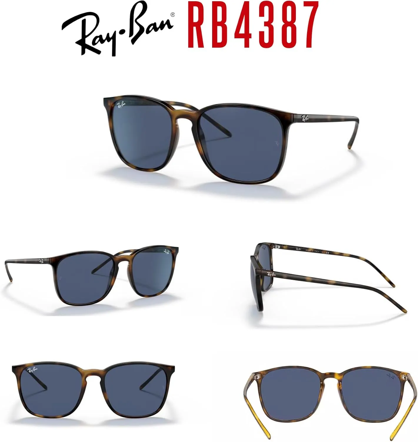 Ray-Ban RB4387 Square Sunglasses for Men for Women   BUNDLE With Designer iWear Complimentary Eyewear Kit