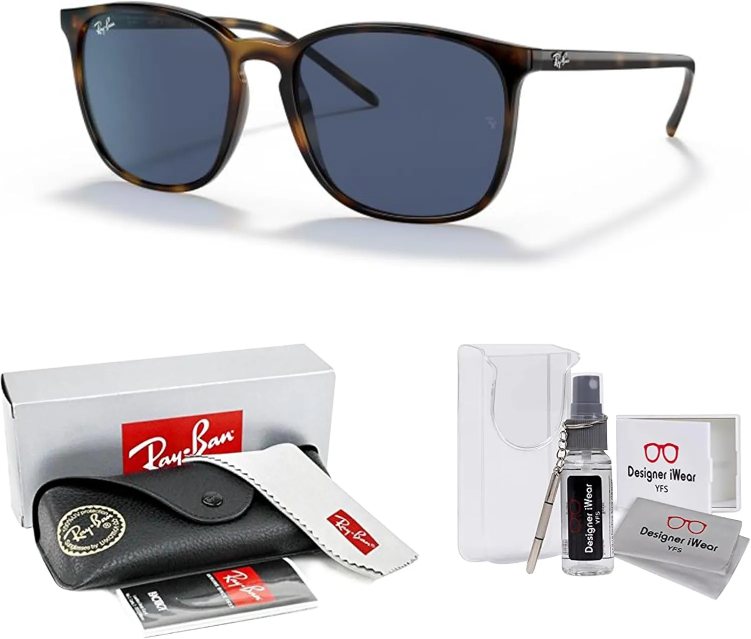 Ray-Ban RB4387 Square Sunglasses for Men for Women   BUNDLE With Designer iWear Complimentary Eyewear Kit