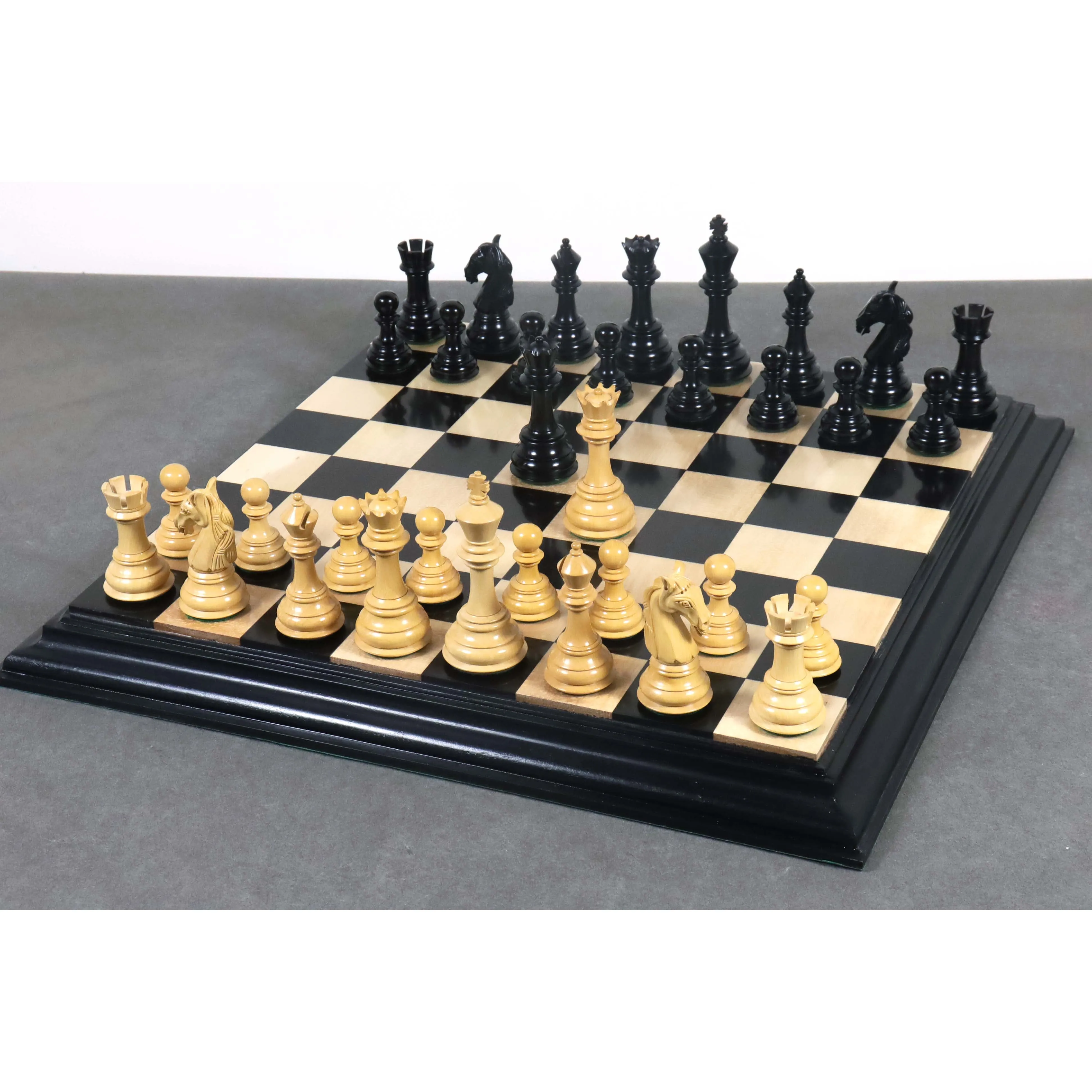 Slightly Imperfect 4.6″ Rare Columbian Triple Weighted Luxury Chess Set - Chess Pieces Only - Ebony Wood