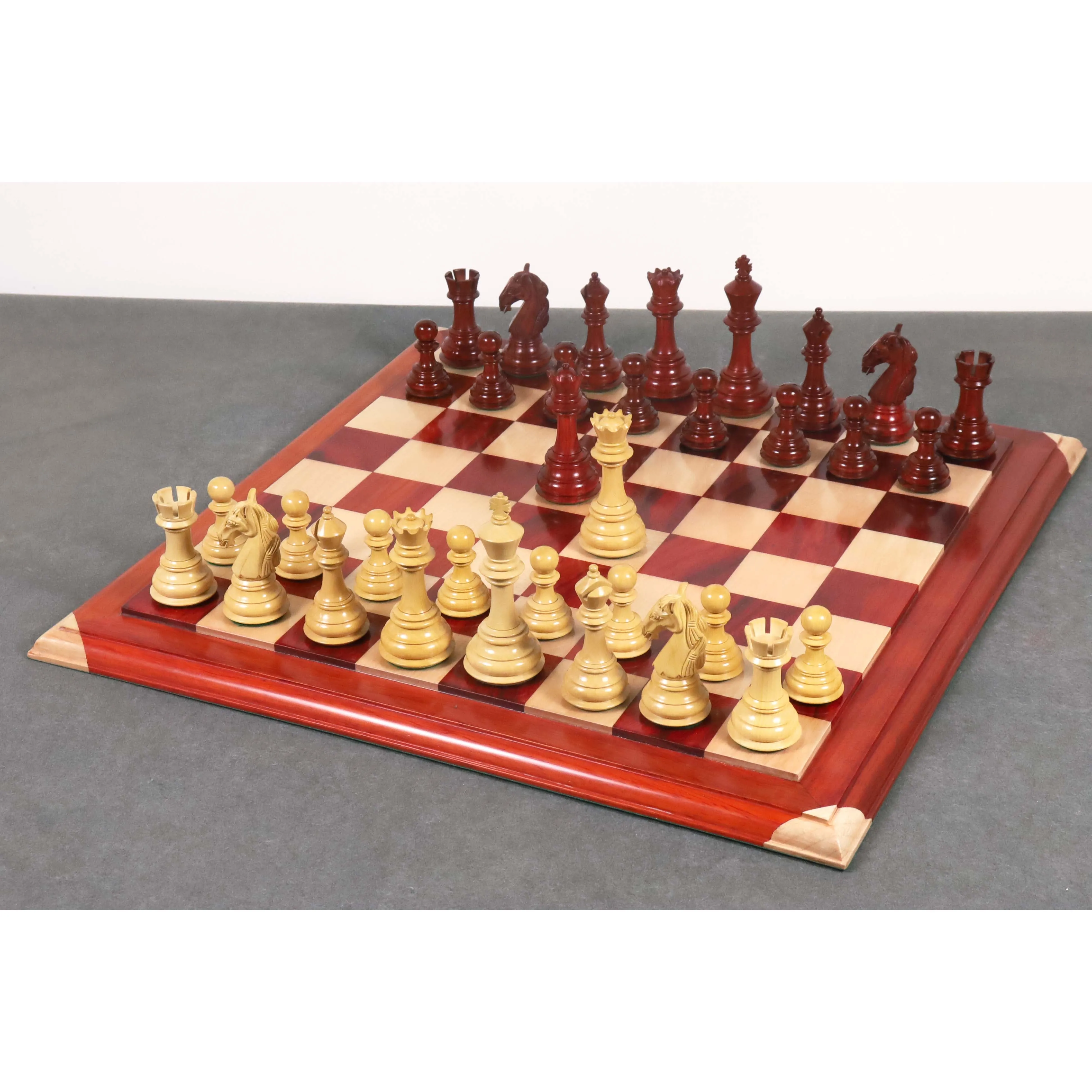 Slightly Imperfect 4.6" Rare Columbian Triple Weighted Luxury Chess Set - Chess Pieces Only - Bud Rose Wood