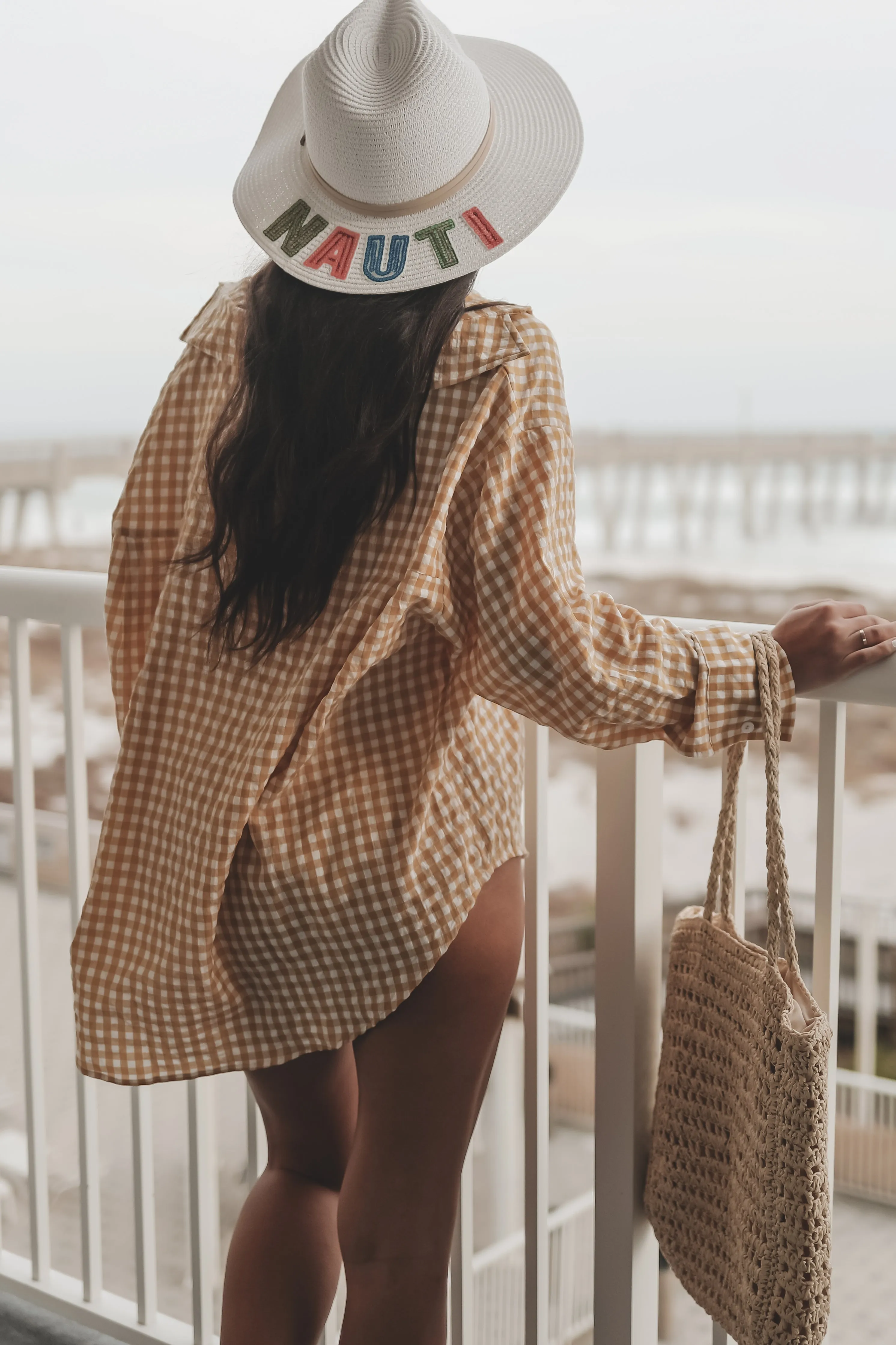 Sunset Series Gold Checkered Button Down
