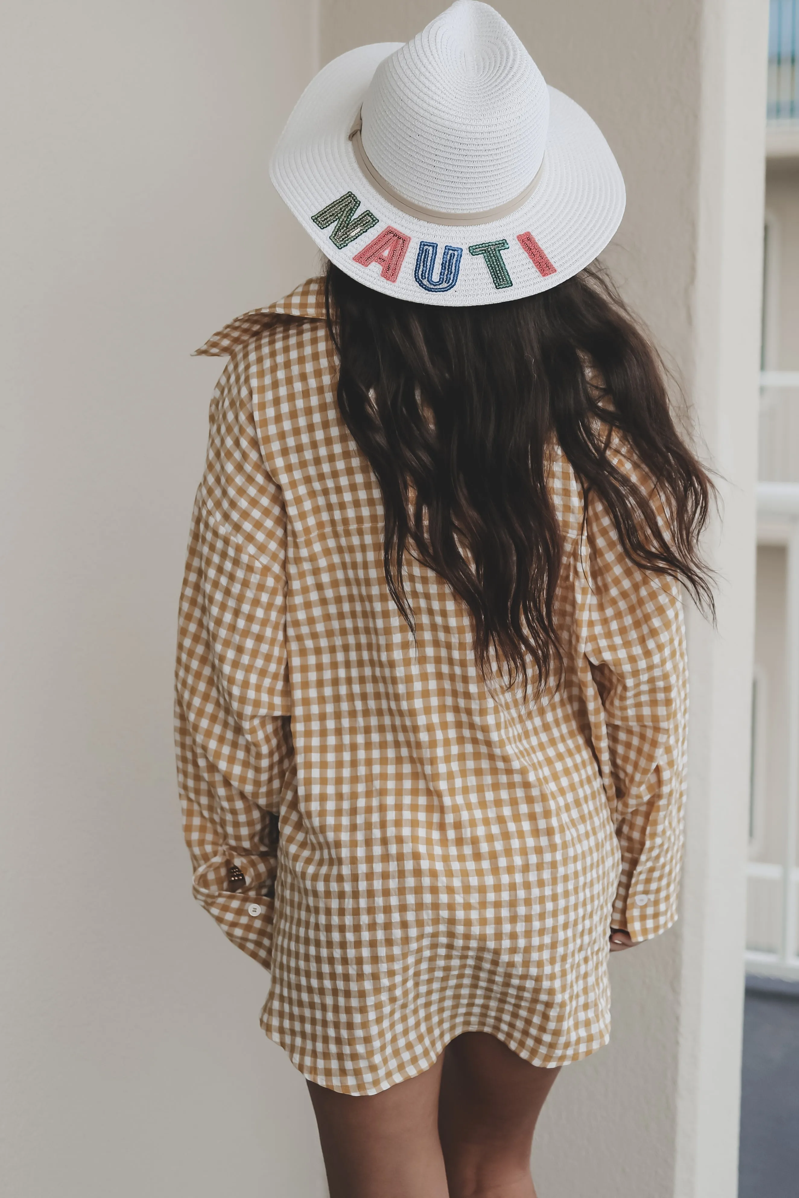 Sunset Series Gold Checkered Button Down