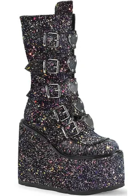SWING-230G [Black Multi Glitter] | PLATFORM BOOTS [PREORDER]