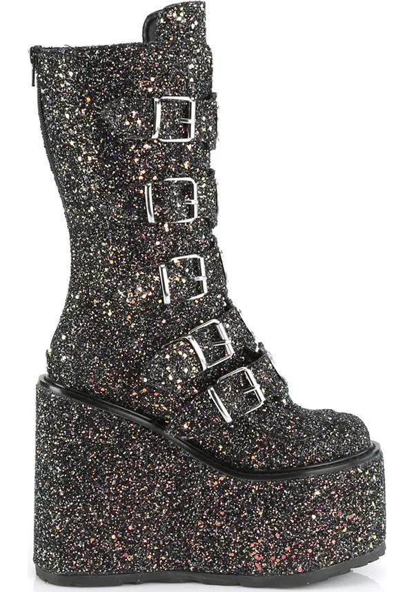 SWING-230G [Black Multi Glitter] | PLATFORM BOOTS [PREORDER]