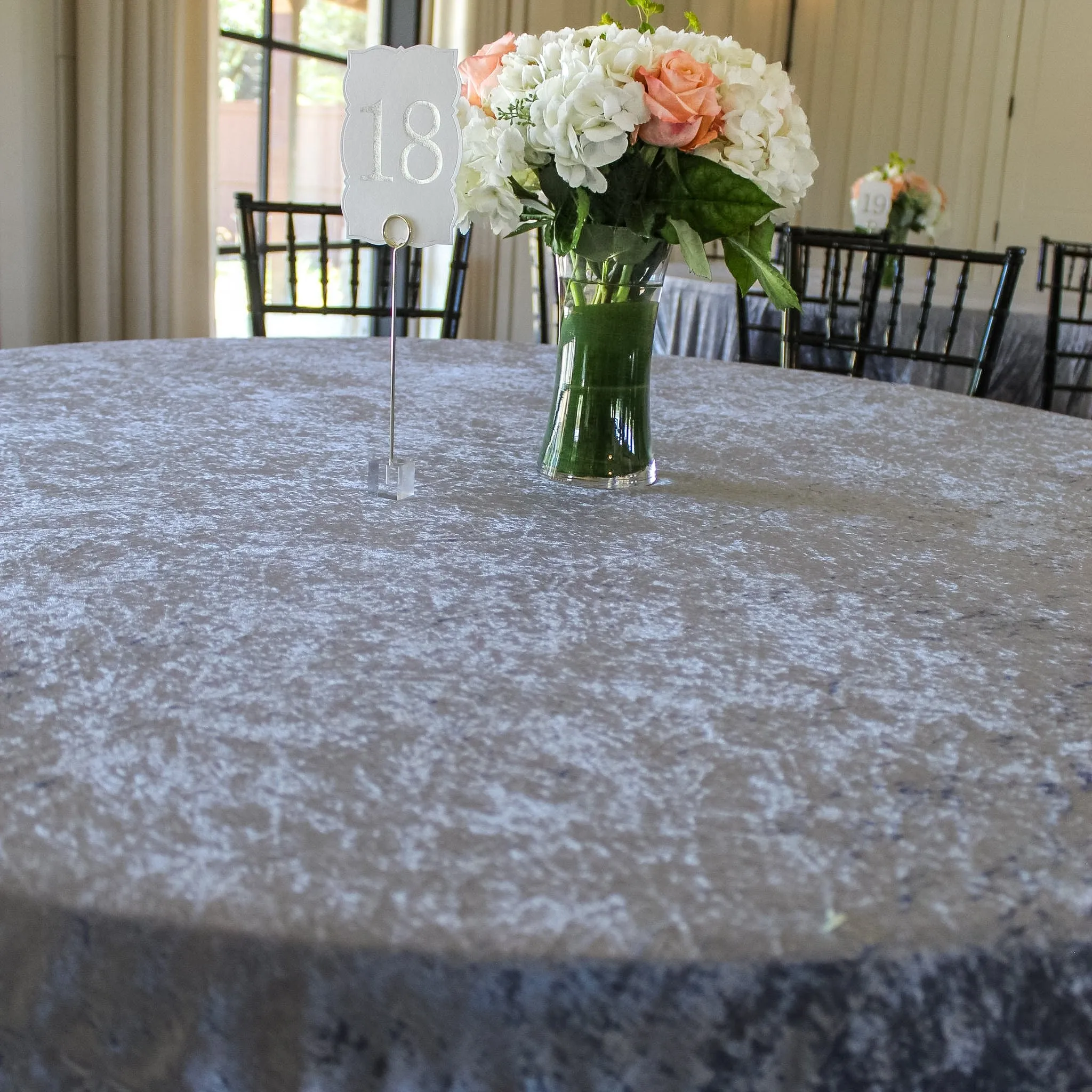 Velvet 132" Round Tablecloth - Dusty Blue